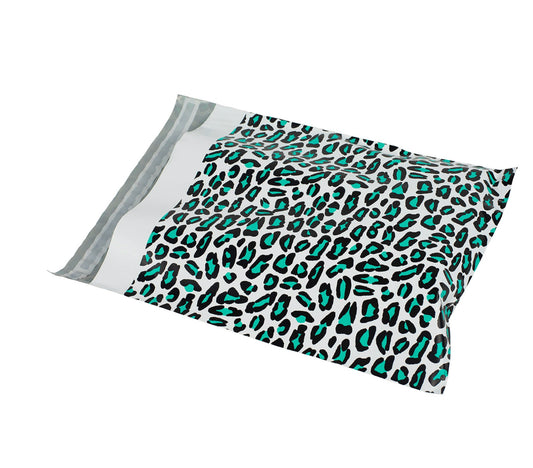 Turquoise Leopard Print Poly Mailers